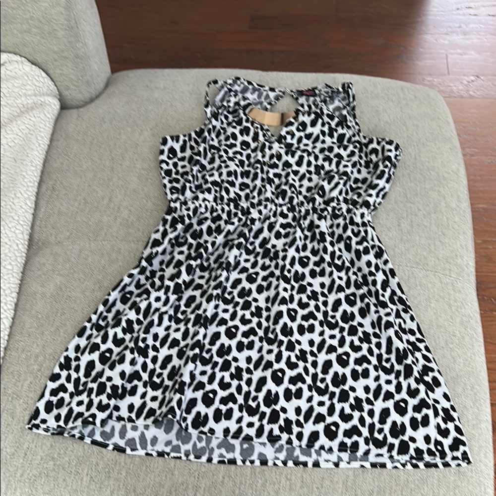 Stylish Black and White Leopard Print Kids Dress
